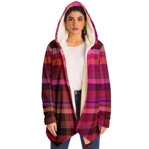 Pink Plaid Hooded Sweater