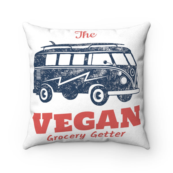 Retro Vegan Grocery Getter Faux Suede Square Pillow Case