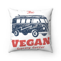 Retro Vegan Grocery Getter Faux Suede Pillow Case & Square Pillow
