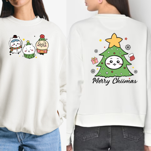 Cute Double-sided Chiikawa Merry Chiimas Shirt, Cute Japanese Anime Manga Inspired Shirt