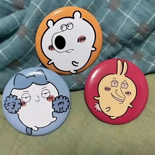 Funny Chiikawa Usagi Hachiware Meme Button Pin