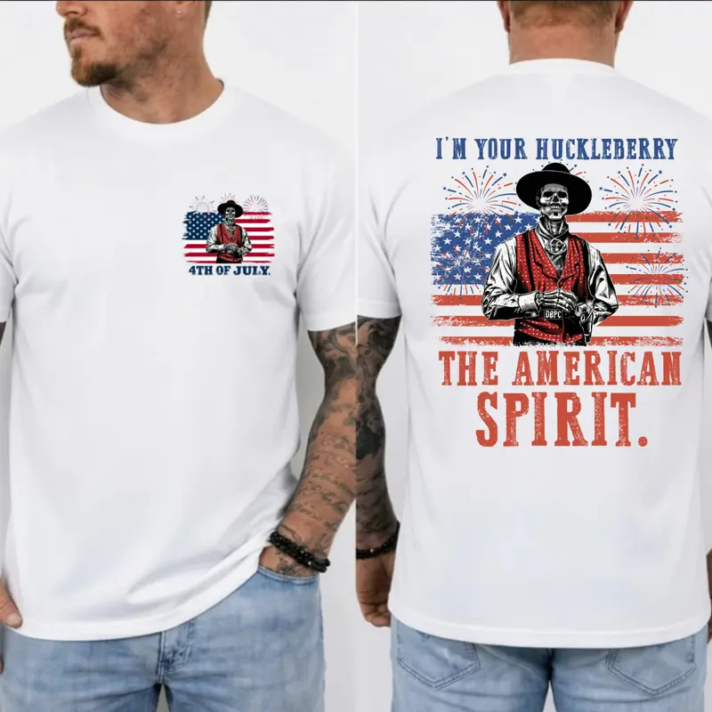 Doc Holliday I'm Your Huckleberry The American Spirit T-Shirt, Skeleton Cowboy 4th of July Shirt
