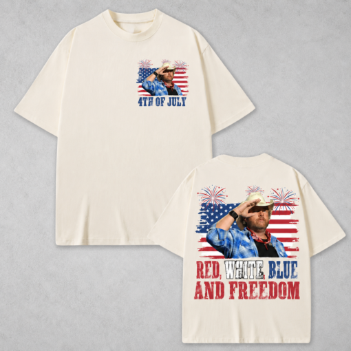 Toby Keith Red White Blue And Freedom Shirt, Patriotic Country Music Tee, Independence Day USA Flag Fireworks Graphic Shirt