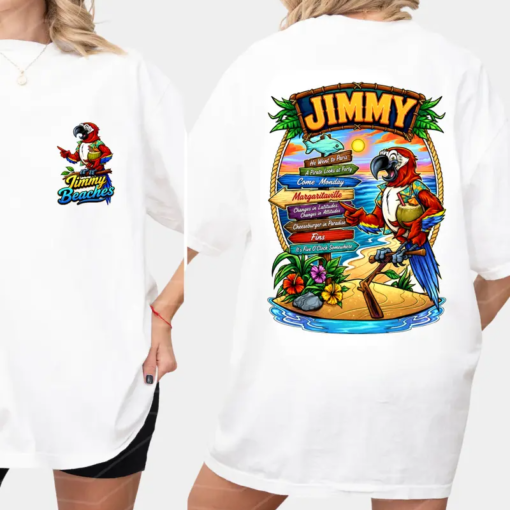 Vintage Jimmy Buffett Shirt, Jimmy Buffett Beaches Tee, Tropical Parrot Graphic T-Shirt, Margaritaville Fan Gift, Beach Music Lover Tee