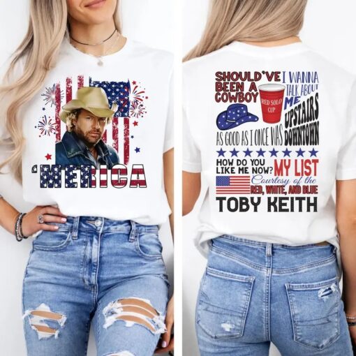 Toby Keith America T-Shirt, Patriotic Country Music Graphic Tee, Red White & Blue Shirt