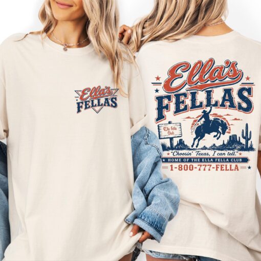 Ellas Fellas Club Shirt, Western Cowboy Graphic Tee, Vintage Country Concert T-Shirt, Rodeo Fan Gift