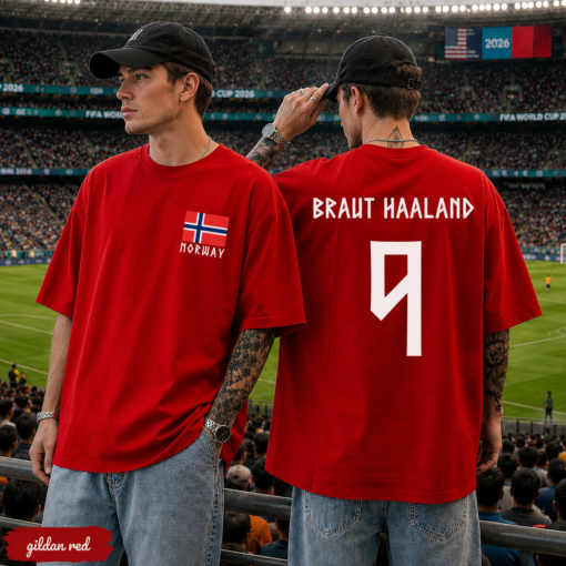 Haaland Number 9 Vikings Shirt, Retro Norway Soccer Fan Graphic Tee