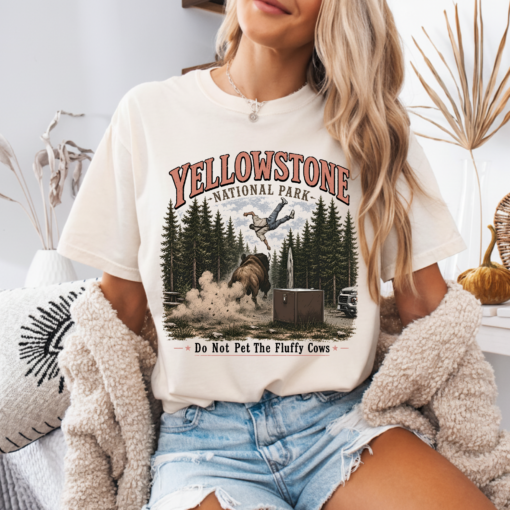 Yellowstone Do Not Pet The Fluffy Cows Shirt, Funny Bison National Park Graphic Tee, Wildlife Lover Gift