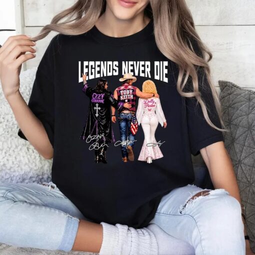 Country Music Legends Never Die Shirt, Toby Keith Dolly Parton Ozzy Osbourne Tribute Tee, Vintage Country Music T-Shirt