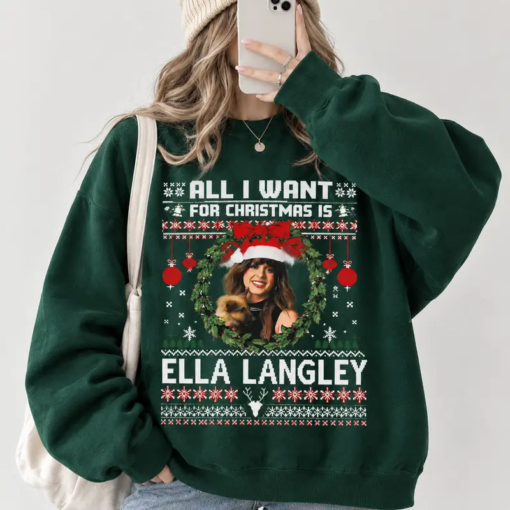 Vintage Ella Langley Christmas Shirt, All I Want for Christmas Is Ella Langley, Country Music Holiday Pullover, Christmas Gift for Ella Langley Fans